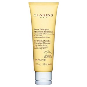 clarins hydrating gentle foaming cleanser | cleanses, smoothes, refreshes and balances skin | revives radiance | green formula, contains organic aloe vera | soap-free | sls-free | dermatologist tested