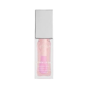 sigma beauty renew lip oil – clear pink sheen – nourishing, non sticky lip oil with subtle sheen – paraben free lip gloss – hush