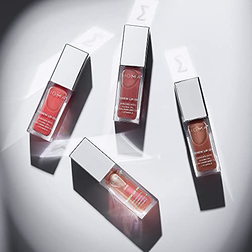 Sigma Beauty Renew Lip Oil - Clear Pink Sheen - Nourishing, Non Sticky Lip Oil with Subtle Sheen - Paraben Free Lip Gloss - Hush