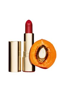 clarins joli rouge velvet lipstick | luminous, matte finish | intense, long-lasting color | moisturizing | organic apricot oil and marsh samphire extract deliver skincare benefits | 0.1 ounces