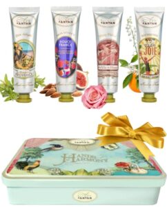 hand lotion gift set for women 4pcs unair d’antan, hand cream gift set with shea butter, sweet almond oil, 4 hand cream for women – lotion gift set includes scents of provence, douce, rose & joie