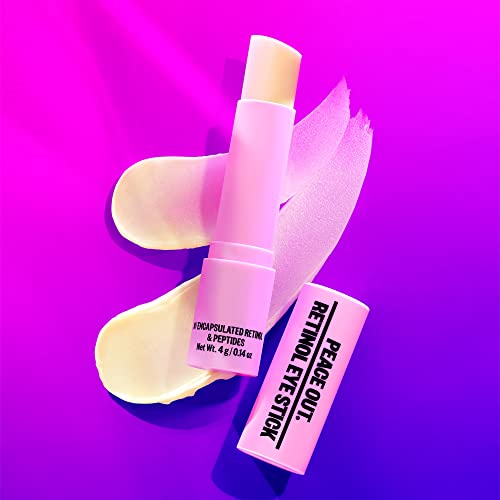 Peace Out Skincare Retinol Eye Stick | Daily Under Eye Retinol Serum Balm in Convenient Stick | Reduces Fine Lines, Wrinkles, Dark Circles and Milia with Peptides and Astaxanthin (.14 oz)  