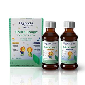 Kids Cold Medicine for Ages 2+, Hylands Naturals Kids Cold & Cough, Day and Night Combo Pack, Syrup Cough Medicine for Kids, Nasal Decongestant, Allergy Relief, 4 Fl Oz (Pack of 2)