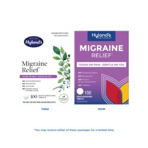 Hyland's Naturals Migraine Headache Natural Pain Relief Tablets, Pack of 1, 100 Count (Packaging May Vary)