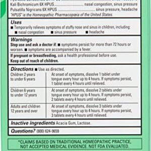 Hyland's 4 Kids Stuffy Nose & Sinus Cold and Allergy Medicine for Children Ages 2+ Headache Relief and Nasal Decongestant, 50 Tablets