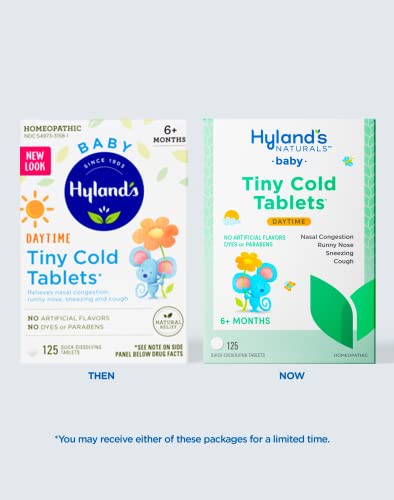 Hyland's Baby Tiny Cold Tablets, Natural Relief of Runny Nose, Congestion, and Occasional Sleeplessness Due to Colds, 125 Quick-Dissolving Tablets