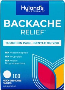 hyland’s backache natural pain relief for upper and lower back pain tablets, 100 count