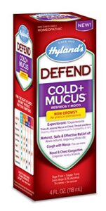 hyland’s cold and cough mucus relief decongestant defend by homeopathic cold plus mucus fluid ounce, red, 4 fl oz