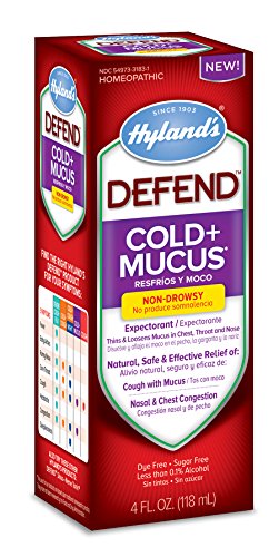 Hyland's Cold and Cough Mucus Relief Decongestant Defend by Homeopathic Cold Plus Mucus Fluid Ounce, Red, 4 Fl Oz