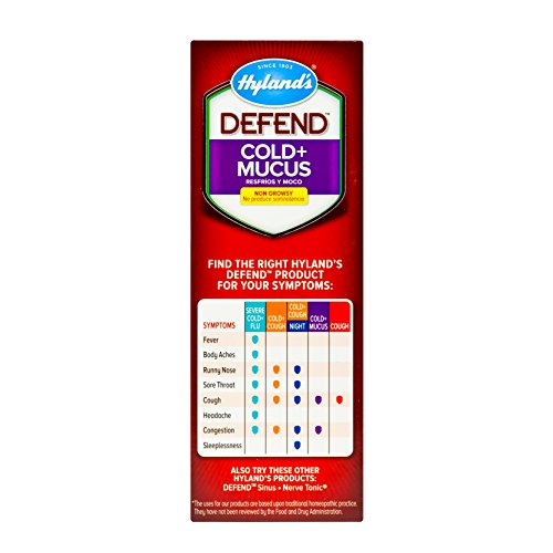 Hyland's Cold and Cough Mucus Relief Decongestant Defend by Homeopathic Cold Plus Mucus Fluid Ounce, Red, 4 Fl Oz