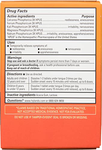 Hyland's Nerve Tonic Stress Relief Tablets, Natural Relief of Restlessness, Nervousness and Irritability Symptoms, Non-Habit Forming, 50 Count