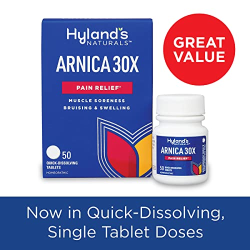 Hyland's Naturals Arnica Montana 30x Tablets, Natural Relief of Bruises, Swelling & Muscle Soreness, 50 Count