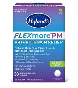 hyland’s arthritis pain relief, flexmore pm for back, neck, joint, and muscle pain relief, 50 quick-dissolving tablets
