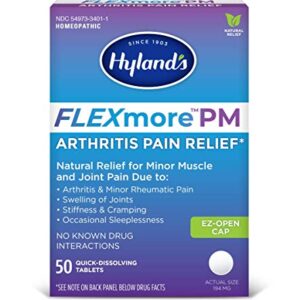 Hyland's Arthritis Pain Relief, FLEXmore PM for Back, Neck, Joint, and Muscle Pain Relief, 50 Quick-Dissolving Tablets