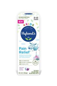 hyland’s kids natural pain relief relieves muscle aches headache minor joint pain and toothache grape flavor, 4 fl oz