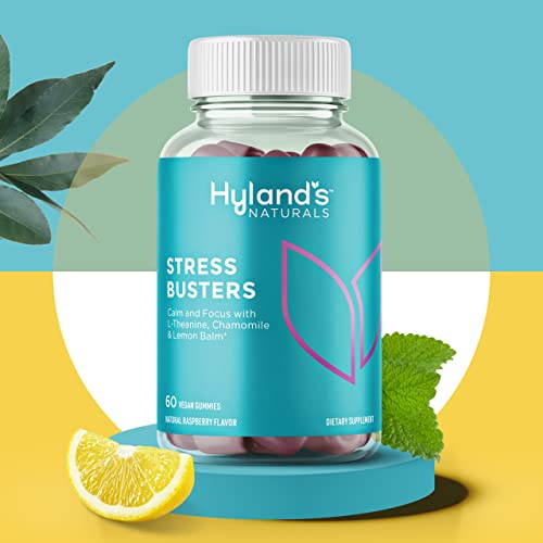 Stress Busters Gummies by Hyland's Naturals, Calm and Focus with L-Theanine, Chamomile and Lemon Balm, 60 Vegan Gummies (30 Days)