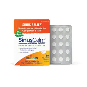 boiron sinuscalm tablets for sinus pain relief, runny nose, congestion, sinus pressure, headache – 60 count