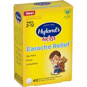 Swimmers Ear Relief Tablets for Kids by Hyland's, Fast Natural Homeopathic Pain Relief of Cold & Flu Earaches, Swimmers Ear, and Allergies, 40 Tablets