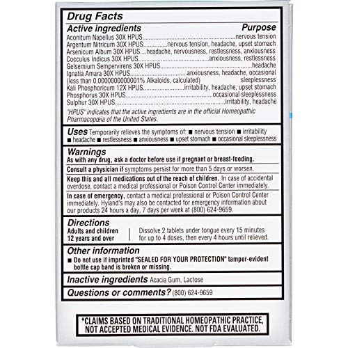 Hyland's Stress and Tension Headache Relief Hyland’s Young Adult Serene Relief Feelings Anxiety Quick Dissolving Tablets, 50 Count
