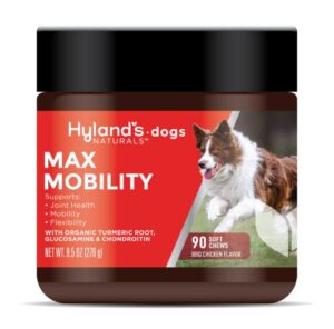 hyland’s naturals – dogs – max mobility, 90 soft chews, supports joint health, mobility & flexibility, with organic turmeric root, glucosamine & chondroitin, bbq chicken flavor
