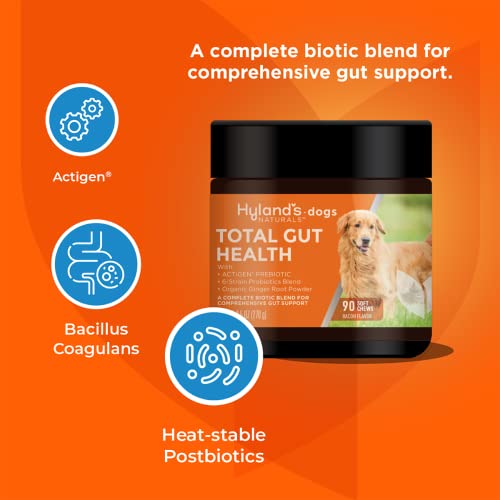 Hyland's Naturals - Probiotics for Dogs - Total Gut Health - with ACTIGEN PREBIOTIC and Organic Ginger Root, 90 Soft Chews