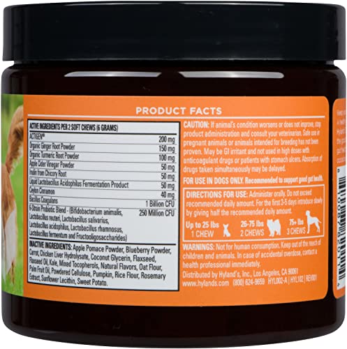 Hyland's Naturals - Probiotics for Dogs - Total Gut Health - with ACTIGEN PREBIOTIC and Organic Ginger Root, 90 Soft Chews