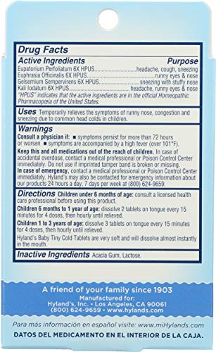 Hyland's, Baby Tiny Cold, 125 Tablets