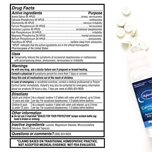 Hyland's Calms Forte' Sleep Aid Tablets, Natural Relief of Nervous Tension and Occasional Sleeplessness, 100 Count (Pack of 3)