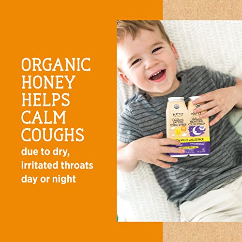 Matys USDA Organic Children's Cough Syrup Day & Night Value Pack - Soothing Relief for Daytime & Nighttime Coughs with Immune Support – Clean Alternative for Ages 1 Year + – 2-6 fl oz