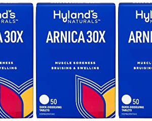 Hyland's Arnica 30x 50 Tablets (3 Pack = 150 Tablets), Bruising, Swelling, Muscle Pain Relief