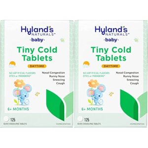 Hyland's Baby Tiny Cold Tablets, Natural Relief of Runny Nose, Congestion, and Occasional Sleeplessness Due to Colds, 125 Quick-Dissolving Tablets (Pack of 2)