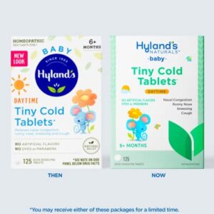 Hyland's Baby Tiny Cold Tablets, Natural Relief of Runny Nose, Congestion, and Occasional Sleeplessness Due to Colds, 125 Quick-Dissolving Tablets (Pack of 2)