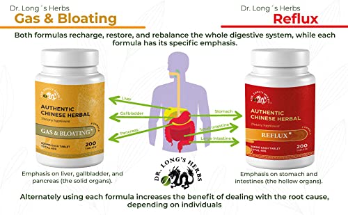 DR. LONG'S HERBS Authentic Chinese Herbal Supplement Reflux Formula - Heartburn and Indigestion Relief; Root Cause Focused; Effective for 1000 Years