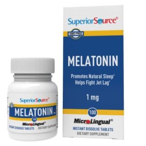 Superior Source Melatonin 1 mg, Under The Tongue Quick Dissolve Sublingual Tablets, 100 Ct, with Chamomile, Natural Sleep Support, Sublingual Melatonin, for Adults, Non-GMO