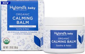 hyland’s naturals baby organic calming balm, soothe & relax, with organic lavender, eucalyptus, & bergamot fruit oil, safe & gentle, dermatologist tested, 1.76 oz.