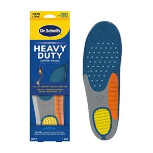 dr. scholl’s heavy duty support pain relief orthotics, designed for men over 200lbs with technology to distribute weight and absorb shock with every step (for men’s 8-14)