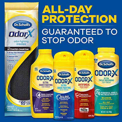 Dr. Scholl’s Odor-X ODOR-FIGHTING Spray-Powder // All-Day Odor Protection and Sweat Absorption - Packaging May Vary