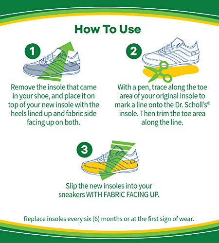 Dr. Scholl’s Running Insoles // Reduce Shock and Prevent Common Running Injuries: Runner's Knee, Plantar Fasciitis and Shin Splints, Men's 10.5-14