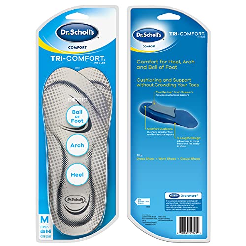 Dr. Scholl’s Tri-Comfort Insoles // Comfort for Heel, Arch and Ball of Foot with Targeted Cushioning and Arch Support (for Men's 8-12, also Available Women's 6-10)