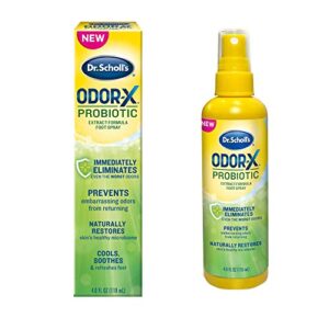 Dr. Scholl's Probiotic Foot Spray 4oz Immediately Eliminates and Prevents Odors from Returning Shoe Deoderizer, 4 Ounce