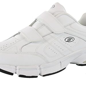 Dr.Scholls Men's Omega Light Weight Dual Strap Closure Sneaker Wide Width, White, 10.5 Wide