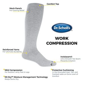 Dr. Scholl's Men's Work Compression Over the Calf Sock, Black, 6.5-12 US