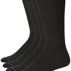 Dr. Scholl's Women's Diabetes and Circulatory Crew 4 Pair Casual Sock, Black, Shoe Size 7-12 US