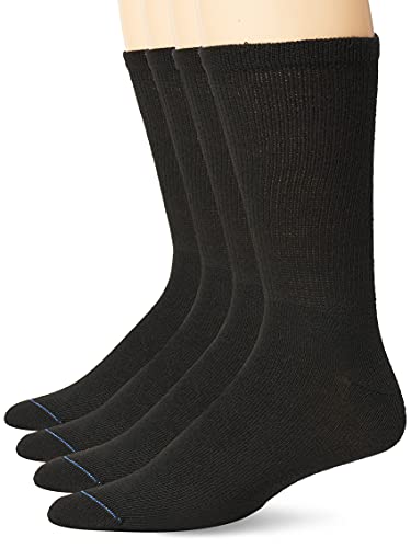 Dr. Scholl's Women's Diabetes and Circulatory Crew 4 Pair Casual Sock, Black, Shoe Size 7-12 US