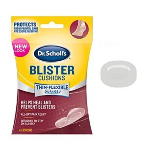 dr. scholl’s blister cushion with duragel technology, 6ct // heal and prevent blisters with cushioning that is sweat-resistant, thin, flexible and nearly invisible