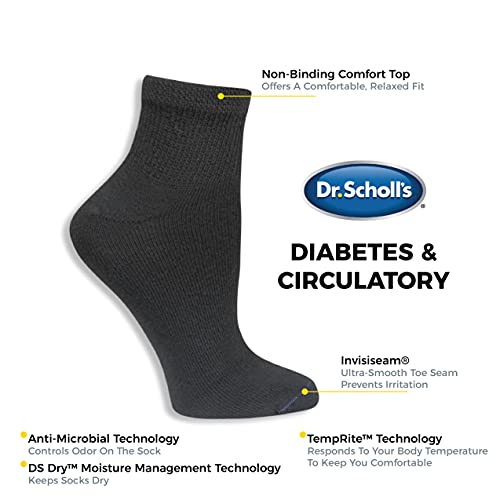 Dr. Scholl's Women Diabetes & Circulator - 4 6 Pair Packs Socks, Black, 10 US