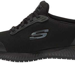 Skechers for Work Women's Squad SR Food Service Shoe, black flat knit, 5.5 M US