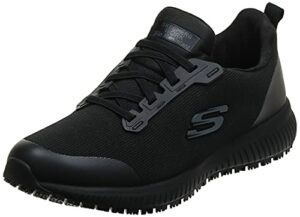 skechers for work women’s squad sr food service shoe, black flat knit, 5.5 m us