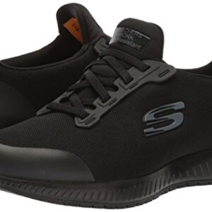 Skechers for Work Women's Squad SR Food Service Shoe, black flat knit, 5.5 M US