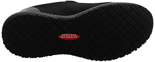 Skechers for Work Women's Squad SR Food Service Shoe, black flat knit, 5.5 M US